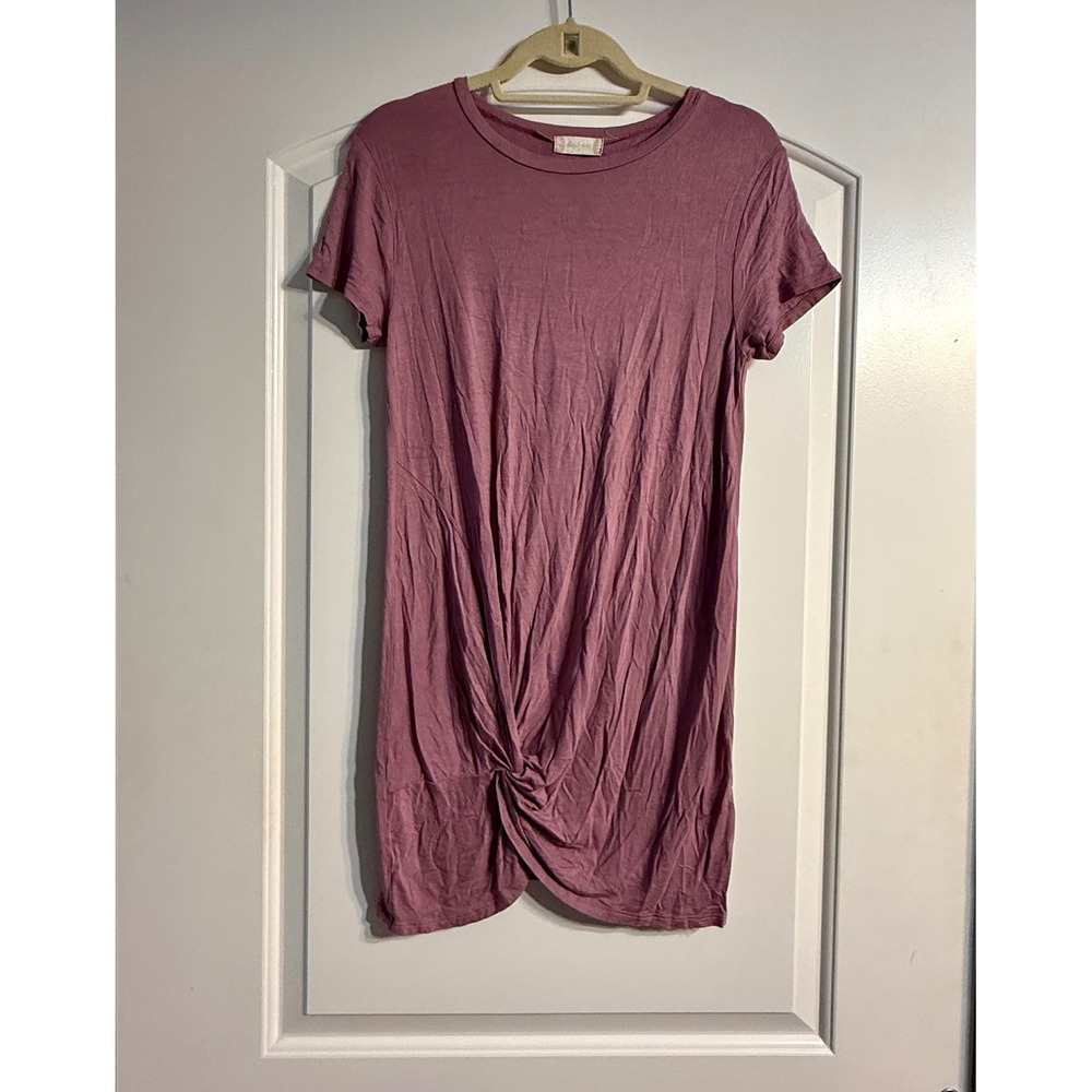 Altar'd State T-Shirt Dress Small Mauve Front Twist Mini Boho Casual Everyday